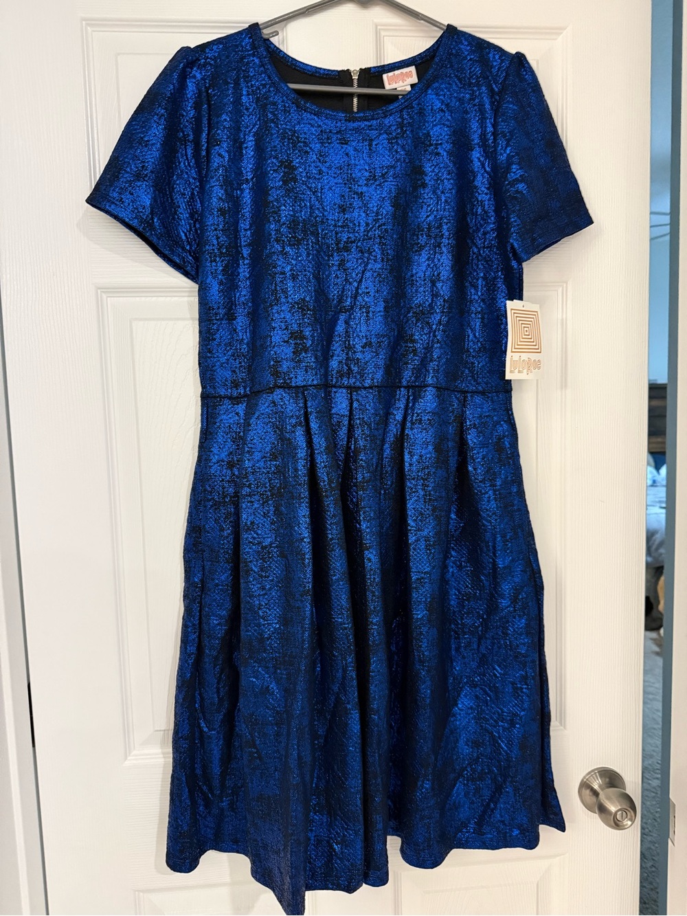 Lularoe Amelia - Blue Shimmer Fit & Flare Dress